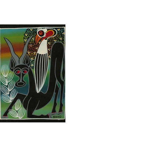 Image 1 of Vintage schilderij van Saidi Nakoko, Tanzania 1970