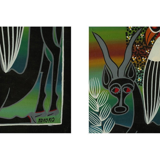 Image 1 of Vintage schilderij van Saidi Nakoko, Tanzania 1970