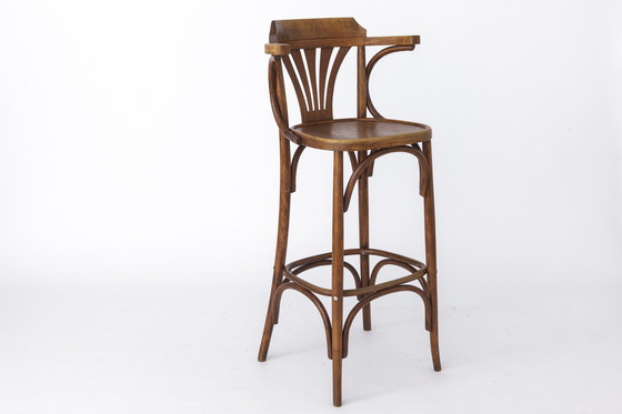 Image 1 of 1 Vintage houten Ierse Pub Hoge Krukken Met Bentwood Techniek 1960S-1970S