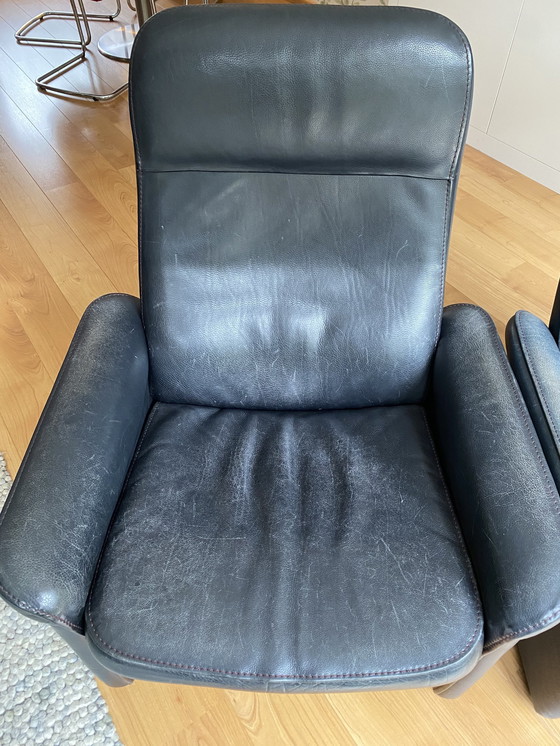 Image 1 of 2x De Sede Fauteuils Type Ds50. Donkerblauw