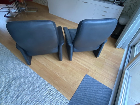 Image 1 of 2x De Sede Fauteuils Type Ds50. Donkerblauw