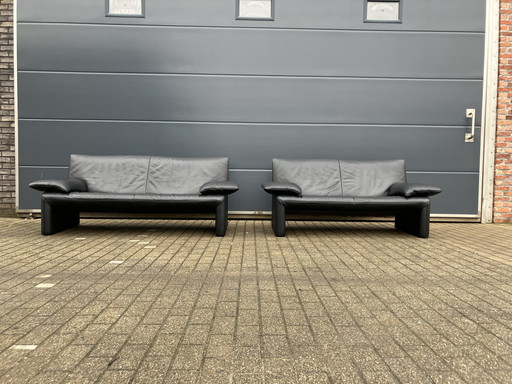 Jori Linea Salon 2,5 + 3Zit, Zwart Leder, Topstaat!!
