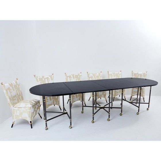 Image 1 of Vintage Royal uitschuifbare eettafel in massief eiken door Pierre Delbée voor Maison Jansen, 1960