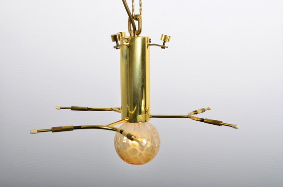 Image 1 of Messing hanglamp met glas van Kaiser Leuchten