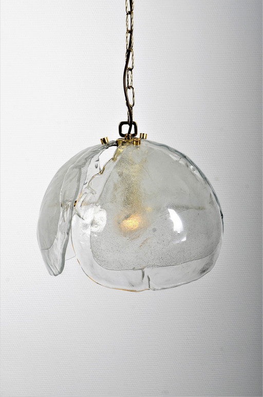 Messing hanglamp met glas van Kaiser Leuchten