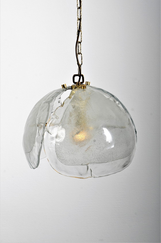 Image 1 of Messing hanglamp met glas van Kaiser Leuchten