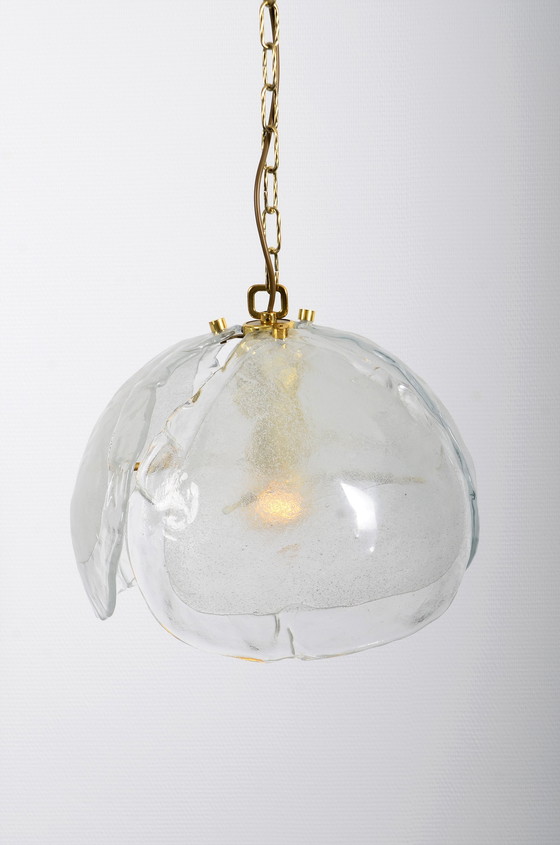 Image 1 of Messing hanglamp met glas van Kaiser Leuchten