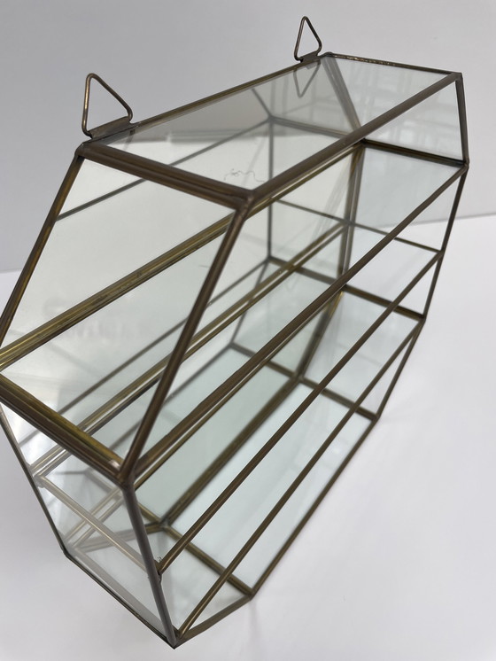 Image 1 of Messing wand vitrine kastje octagon