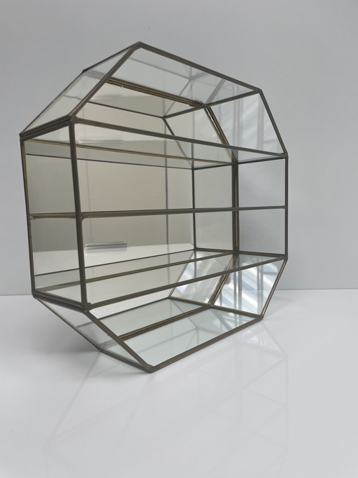 Messing wand vitrine kastje octagon