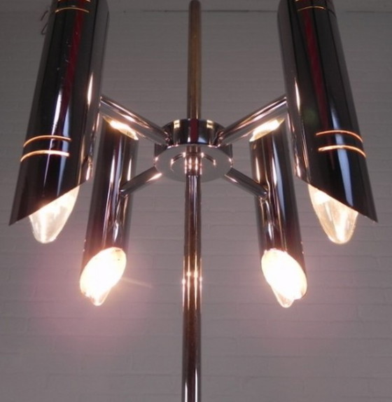 Image 1 of Mid-eeuwse vintage chromen vloerlamp uit het ruimtetijdperk, jaren 1960