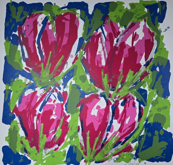 Image 1 of Ad van Hassel - Magenta Tulpen