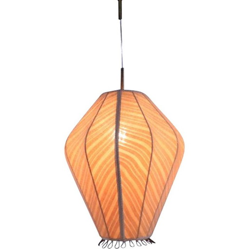 Mid Century stoffen hanglamp, Denemarken 1950