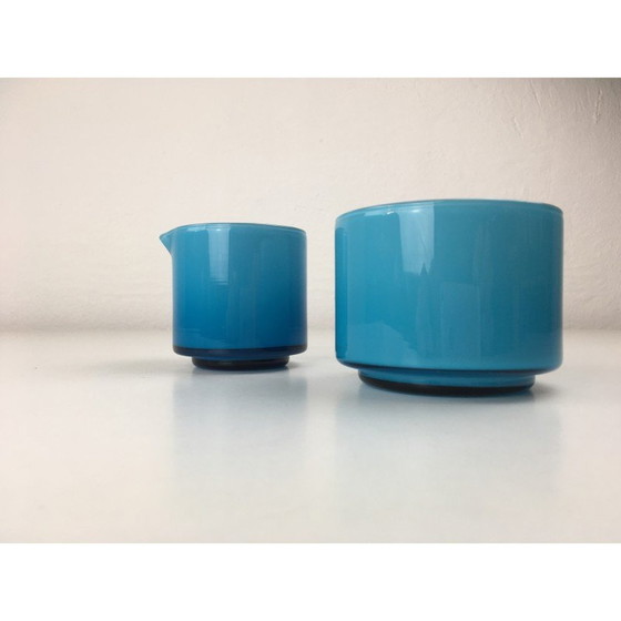 Image 1 of Vintage opaal glazen creamer en suikerpot van Michael Bang voor Holmegaard, jaren 1960