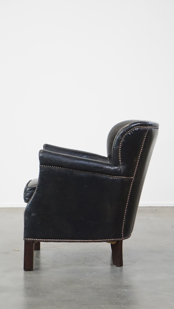 Image 1 of Zwarte Fauteuil Met Omkeerbaar Kelim Zitkussen