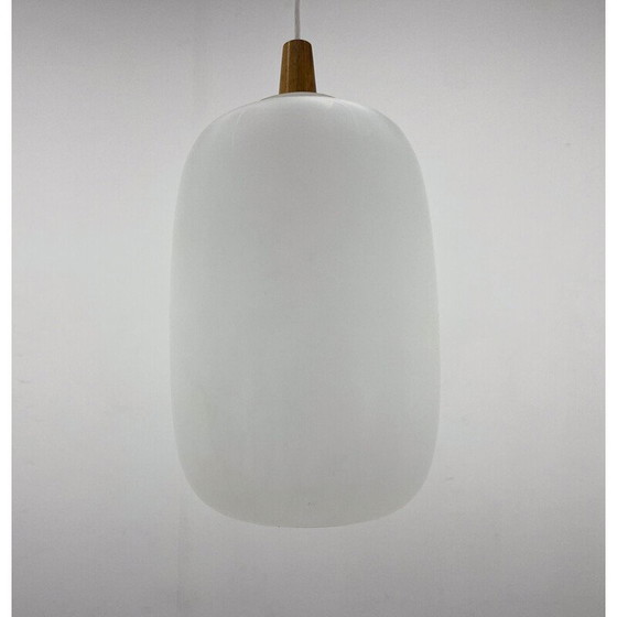 Image 1 of Vintage hanglamp van hout en glas voor Uluv, Tsjecho-Slowakije 1960