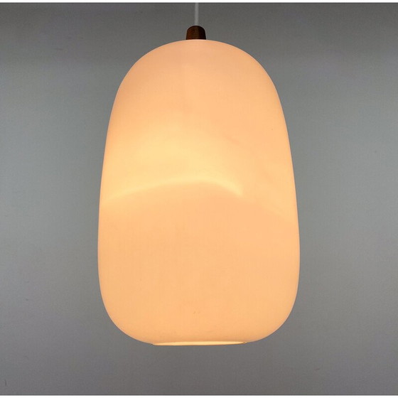 Image 1 of Vintage hanglamp van hout en glas voor Uluv, Tsjecho-Slowakije 1960