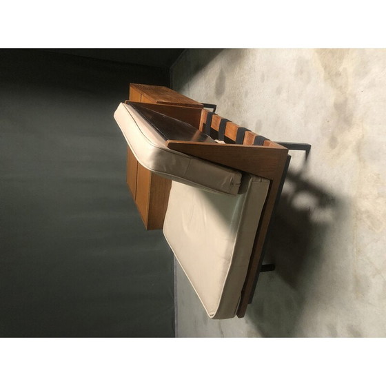 Image 1 of Vintage metalen en teakhouten drankenkastbank van Robin Day voor Hille, 1960