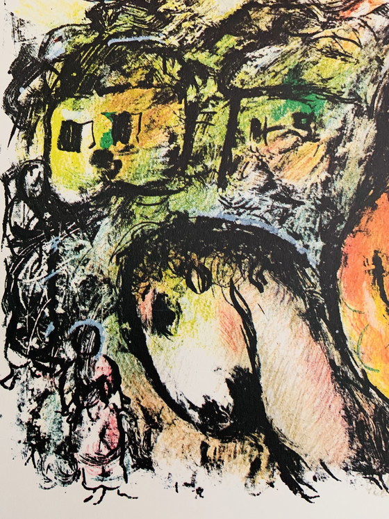 Image 1 of Marc Chagall - Saint Familie - Pace Gallery - 1976 - Kleuren Offsetlithografie. Gesigneerd In De Plaat. 