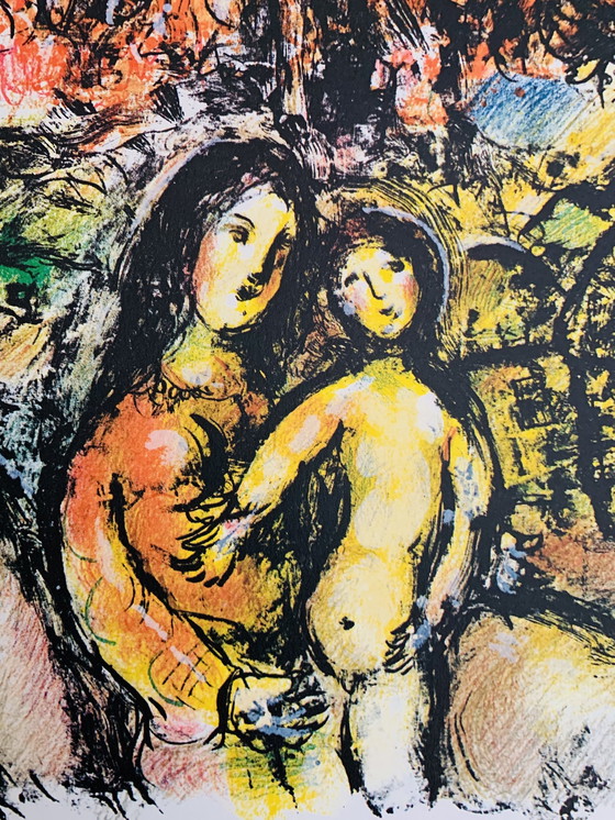 Image 1 of Marc Chagall - Saint Familie - Pace Gallery - 1976 - Kleuren Offsetlithografie. Gesigneerd In De Plaat. 