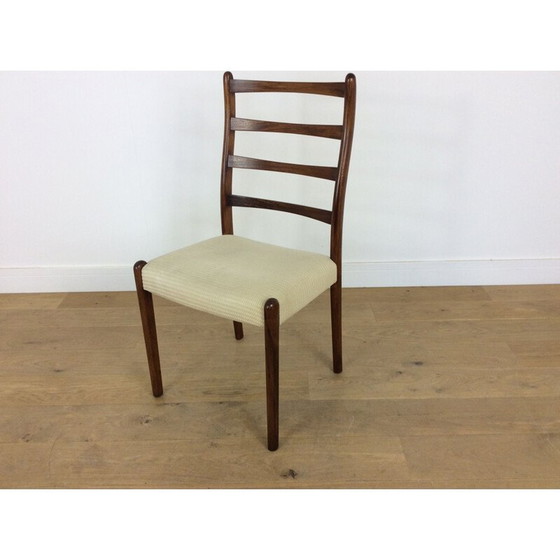 Image 1 of Set van 6 vintage palissander eetkamerstoelen met ladderrug 1960