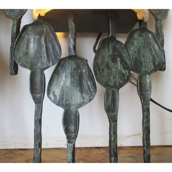 Image 1 of Paar vintage brutalistische smeedijzeren wandlampen van Tom Ahlstrom, 1960