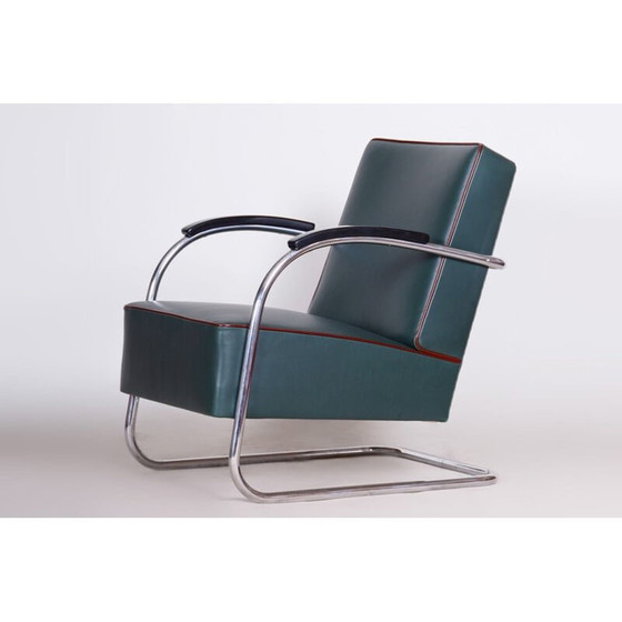 Image 1 of Vintage blauwe Bauhaus fauteuil van Mucke Melder, jaren 1930