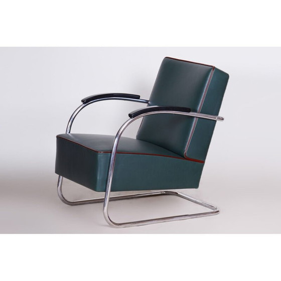 Image 1 of Vintage blauwe Bauhaus fauteuil van Mucke Melder, jaren 1930