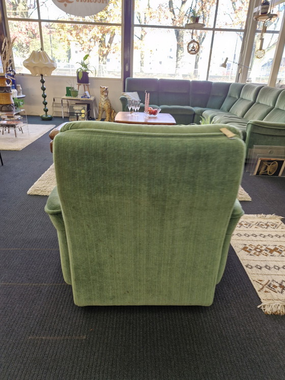 Image 1 of Vintage Elementenbank 70S Velours Groen