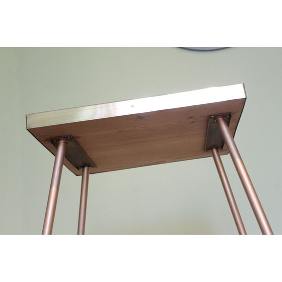 Image 1 of Vintage houten bijzettafel bedekt met hemel, Italië 1950