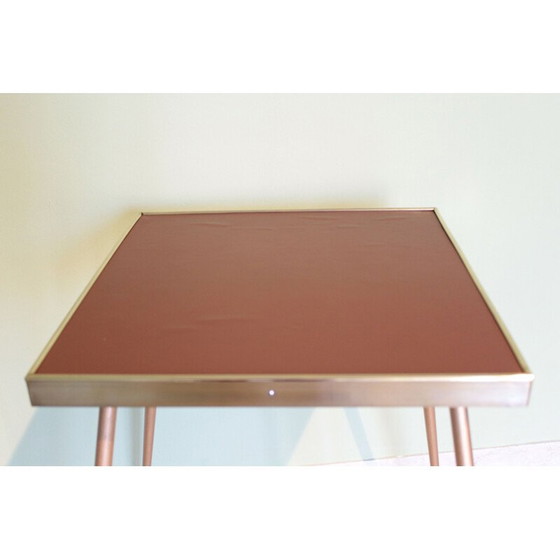 Image 1 of Vintage houten bijzettafel bedekt met hemel, Italië 1950