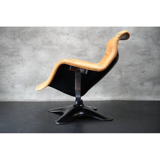 Image 1 of Vintage cognac leren fauteuil van Yrjo Kukkapuro voor Haimi Karuselli, 1960