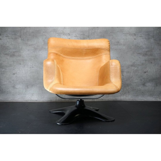 Image 1 of Vintage cognac leren fauteuil van Yrjo Kukkapuro voor Haimi Karuselli, 1960
