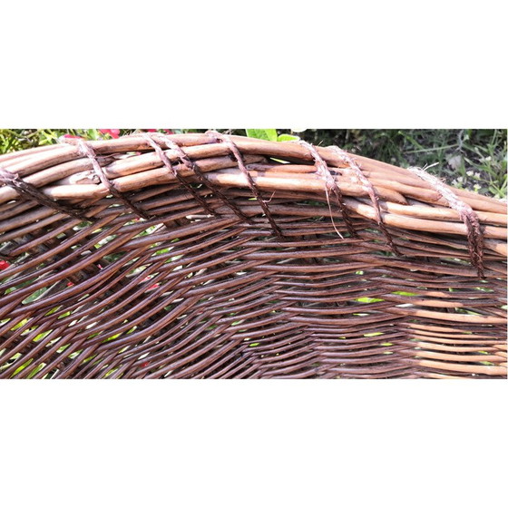 Image 1 of Vintage ronde fauteuil in rotan en metalen poten, jaren 1950-1960