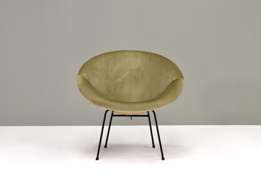 Circle Lounge Chair uit de jaren 50 in Fluweel en Metaal – circa 50's Design