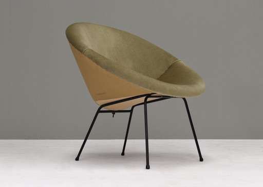 Circle Lounge Chair uit de jaren 50 in Fluweel en Metaal – circa 50's Design