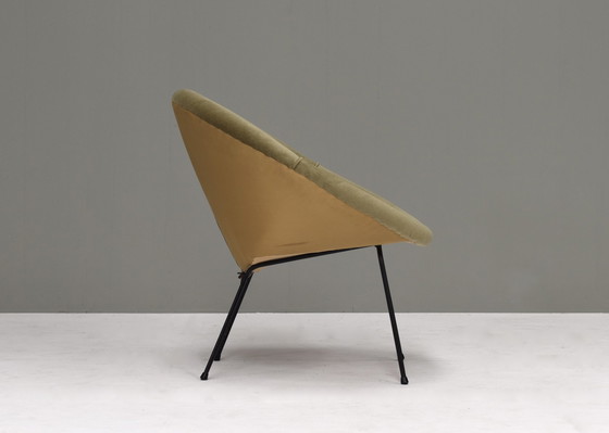 Image 1 of Circle Lounge Chair uit de jaren 50 in Fluweel en Metaal – circa 50's Design