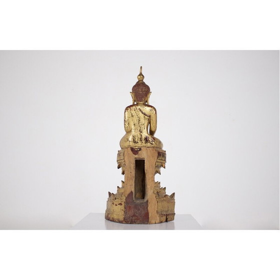 Image 1 of Vintage Boeddha sculptuur van verguld hout, Birma