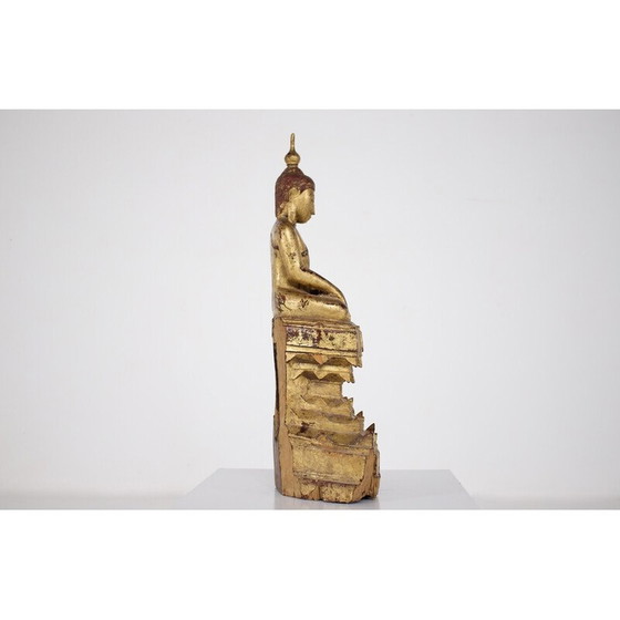 Image 1 of Vintage Boeddha sculptuur van verguld hout, Birma