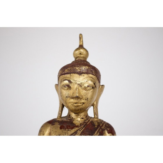 Image 1 of Vintage Boeddha sculptuur van verguld hout, Birma