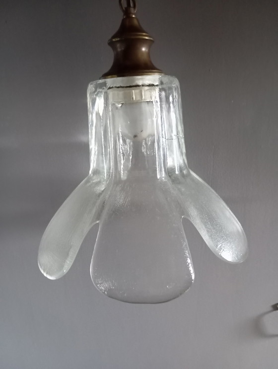 Image 1 of Dikke glazen bloemblaadjes hanglamp, Vintage