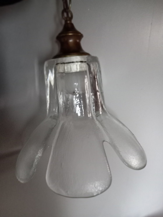 Image 1 of Dikke glazen bloemblaadjes hanglamp, Vintage