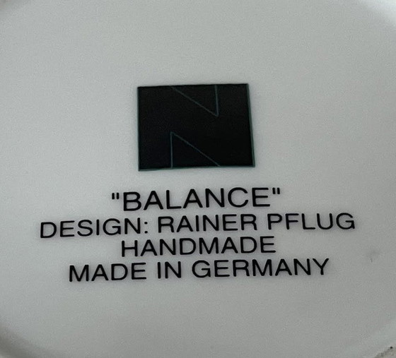 Image 1 of Drie Porseleinen Design Kop- En Schotels Servies "Words" En "Balance"Ontworpen Door Rainer Pflug Voor Siemens