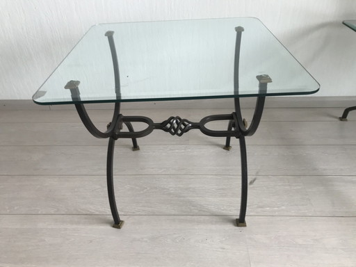 Vintage Handmade Smeedijzeren Salontafel En Bijzettafeltje 