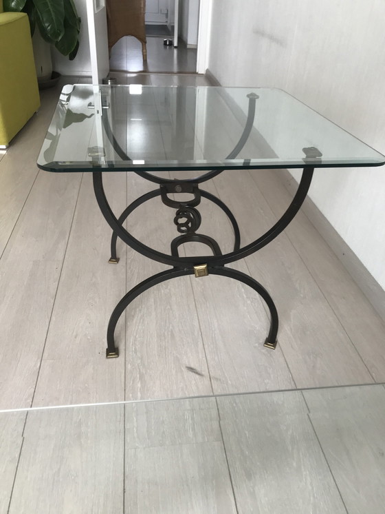 Image 1 of Vintage Handmade Smeedijzeren Salontafel En Bijzettafeltje 