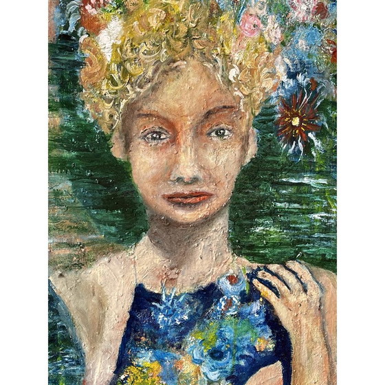 Image 1 of Vintage olieverf op doek "Ophelia" door Elodie Huré