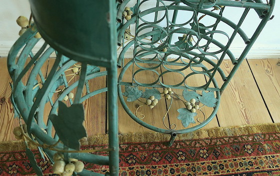 Image 1 of Mid Century Boho Geschilderd Tole Wijnrek