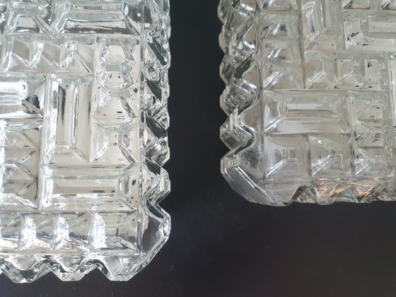 Image 1 of Vierkante 'Icecube' Mid Century Modern Helder Glas Vierkant Blok Plafondlamp