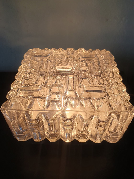 Image 1 of Vierkante 'Icecube' Mid Century Modern Helder Glas Vierkant Blok Plafondlamp