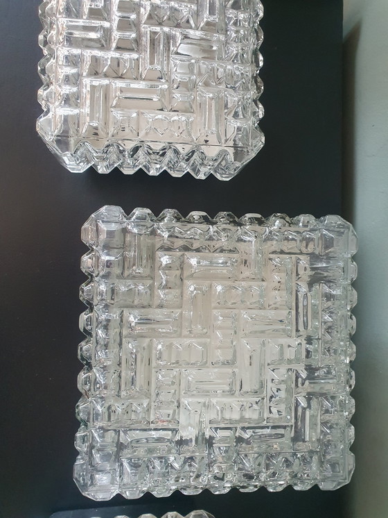 Image 1 of Vierkante 'Icecube' Mid Century Modern Helder Glas Vierkant Blok Plafondlamp