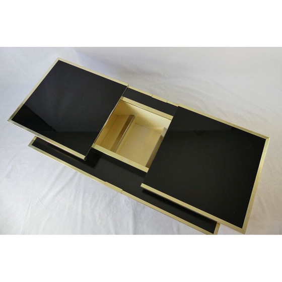Image 1 of Vintage zwart opaline en goud aluminium salontafel, Italië 1970